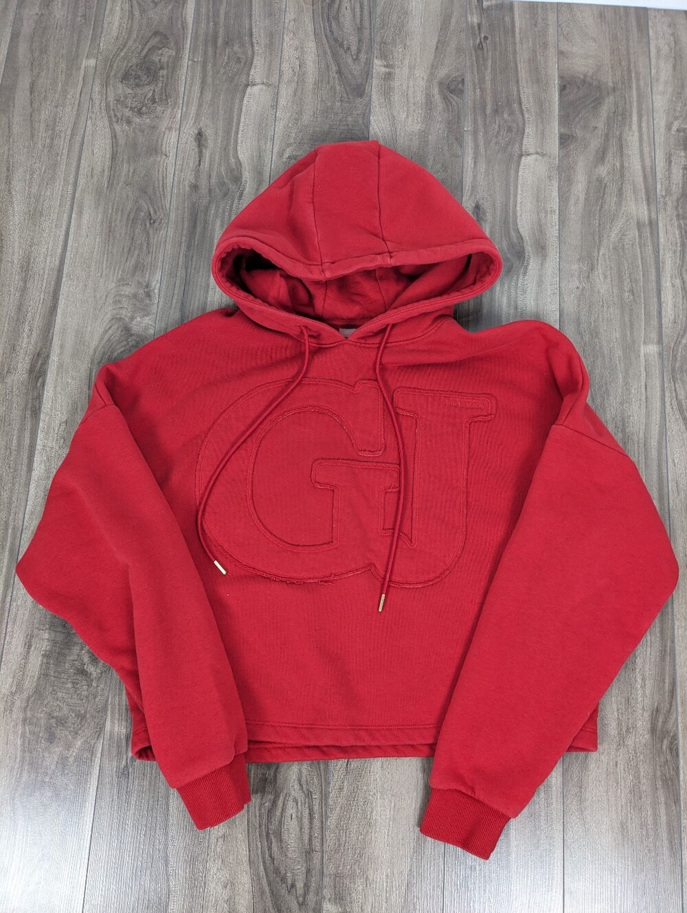 Guess Cropped Red Hoodie Size Small